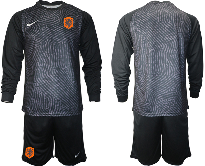 Men 2021 European Cup Netherlands black Long sleeve goalkeeper Soccer Jersey